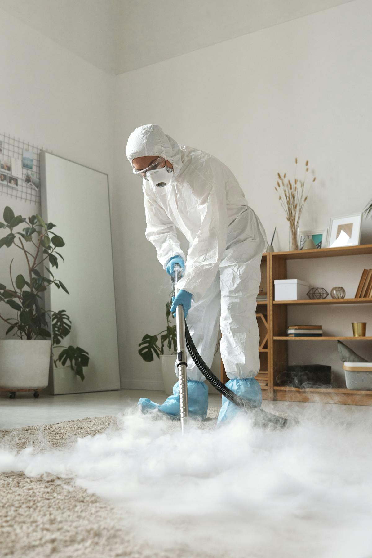 Truck-mounted cleaning system at work — carpet restored to original condition